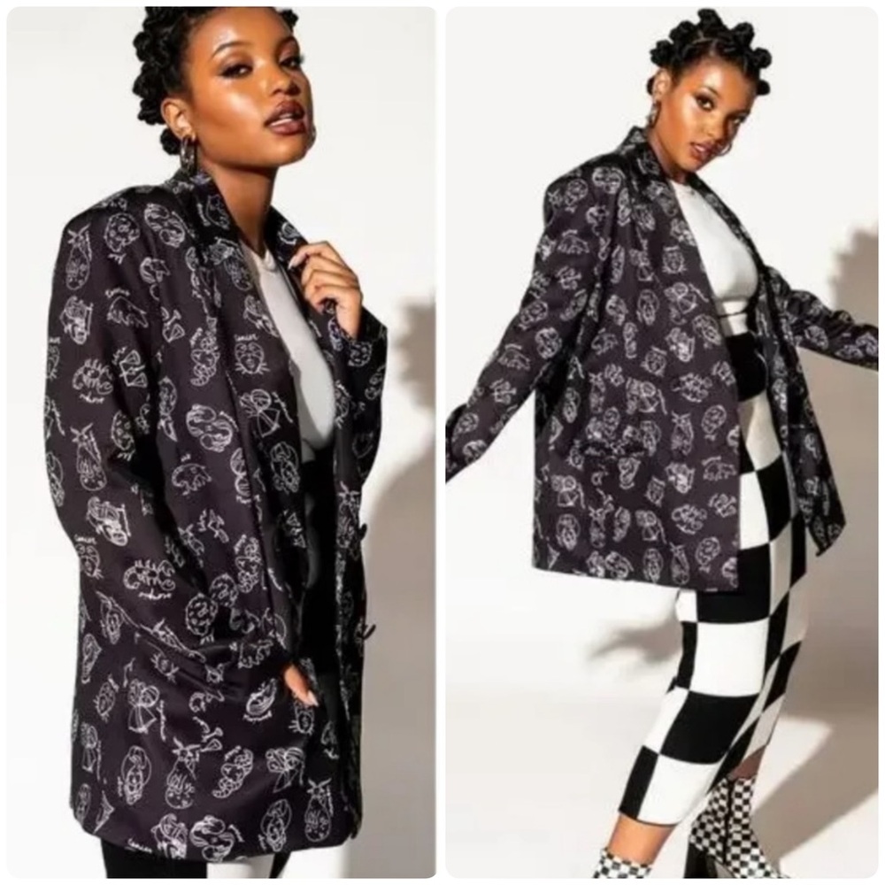 NWT Dressed in Lala Zodiac Boyfriend Blazer Sz S Astrology Constellation Print